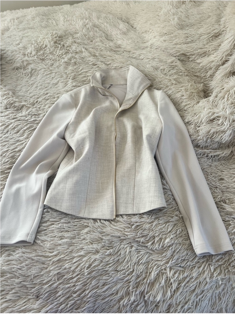 Women's Cream Zip-Front Jacket